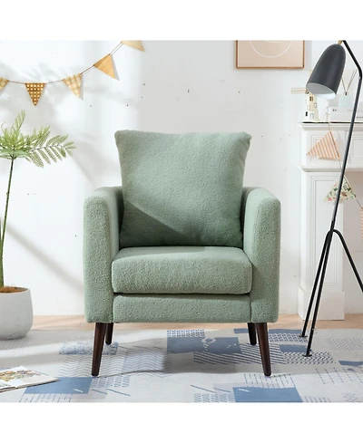 Streamdale Furniture Teddy Fabric Barrel Chair with Solid Wood Legs (Green)
