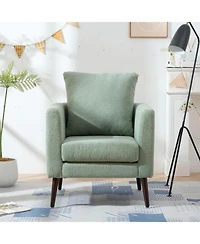 Streamdale Furniture Teddy Fabric Barrel Chair with Solid Wood Legs (Green)