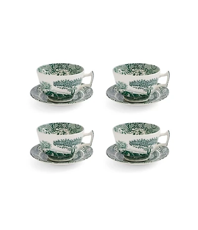 Spode Heritage Green Italian Breakfast Cups and Saucers, Set of 4