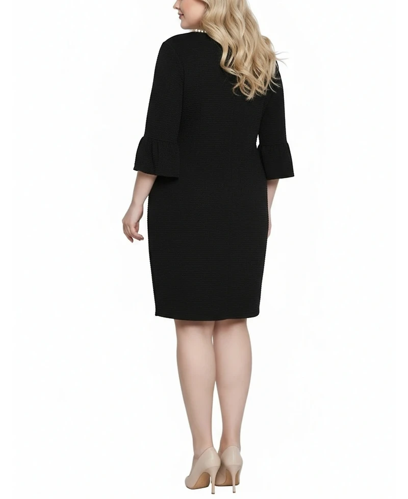 Ny Collection Plus Crew Neck 3/4-Sleeve Dress
