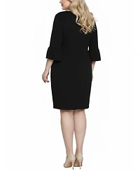 Ny Collection Plus Crew Neck 3/4-Sleeve Dress