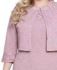 Ny Collection Plus Two Piece Novelty Knit and Lace Dress Set