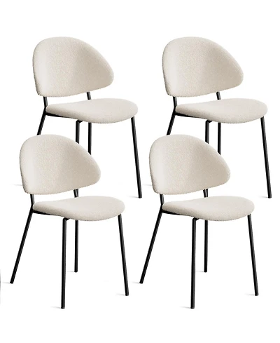 Streamdale Furniture Boucle Dining Chairs - Set of 4 White