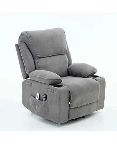 Streamdale FurnitureGray Remote-Controlled Heating and Massage Assistive Recliner for Seniors