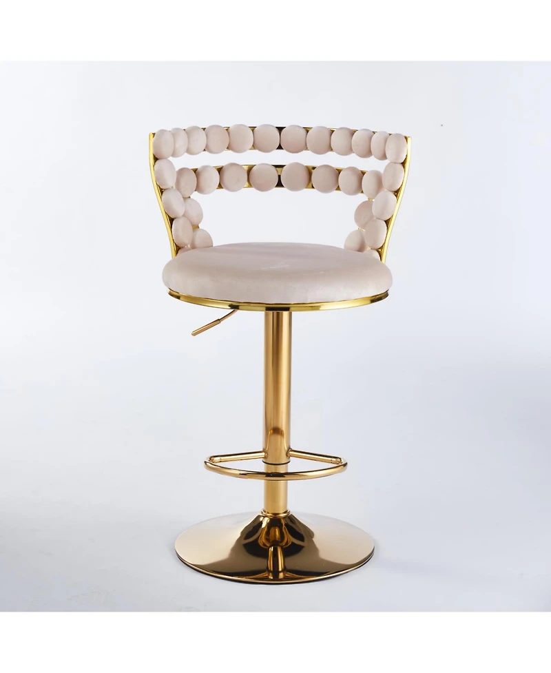 Streamdale Furniture Modern White Bar Chairs (Set of 2) - Gold Legs