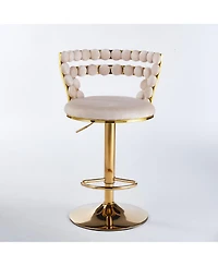 Streamdale Furniture Modern White Bar Chairs (Set of 2) - Gold Legs