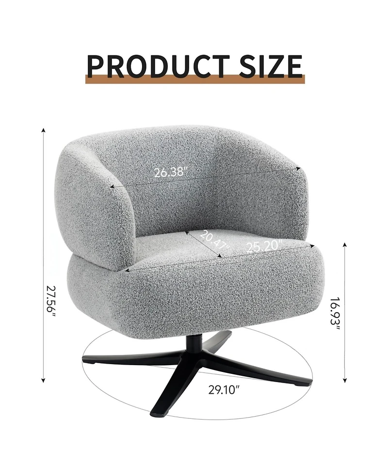 Streamdale Furniture Cuddle Swivel Chair - Balcony, Study, Living Room - Grey