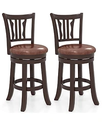 Gymax 26'' Counter Height Swivel Bar Stools Set of 2 w/Back & Faux Leather Seat