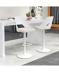 Gymax Set of 2 Pu Leather Metal Base Enlarged Seat, Backrest, Footrest, Adjustable Height, 360° Swivel Bar Stools