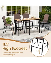 Gymax 4PCS Outdoor Bar Stools 29'' Fabric Height w/ Armrests & Footrest