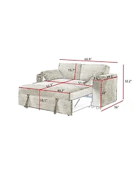 Maison Boucle 67" Pull-Out Sleeper Sofa Bed with Usb Port & Cup Holders, Convertible Loveseat Adjustable Backrest for Small Spaces-Maison Bo