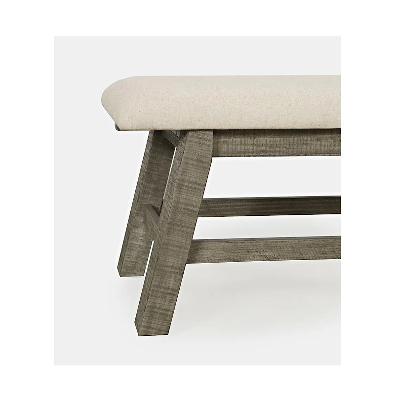 Jofran Telluride Rustic Farmhouse Solid Wood 85" Upholstered Dining Bench