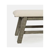Jofran Telluride Rustic Farmhouse Solid Wood 85" Upholstered Dining Bench