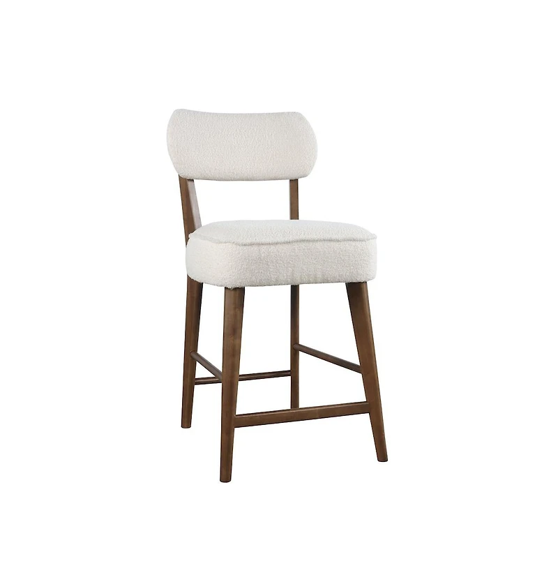 Jofran Wes Mid-Century Modern Boucle Upholstery Counter Barstool (Set of 2