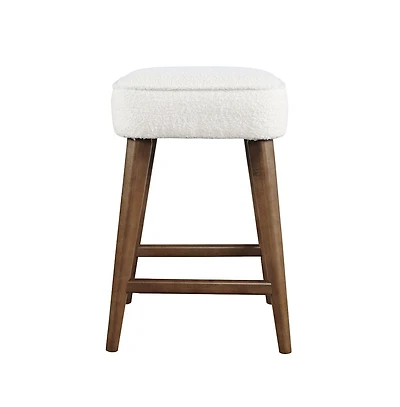 Jofran Wes Mid-Century Modern Boucle Upholstery Backless Counter Barstool (Set of 2