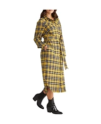 Universal Standard Plus Morgan Belted Stretch Flannel Shirtdress