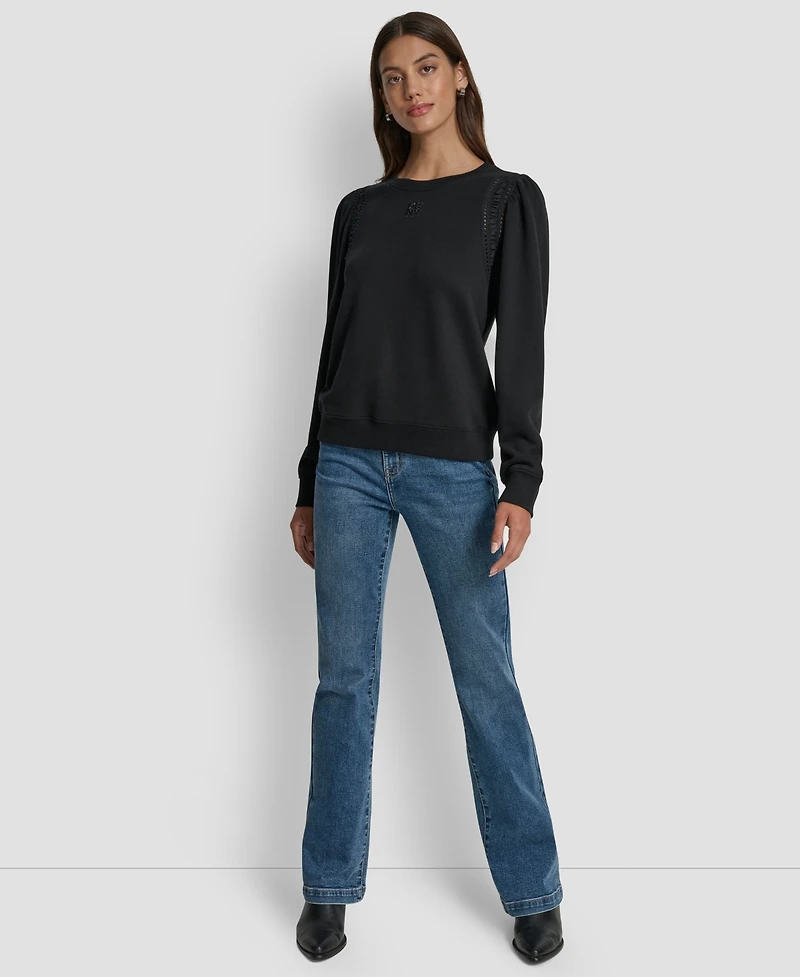 Dkny Jeans Women's Lace Detail Crewneck Sweatshirt