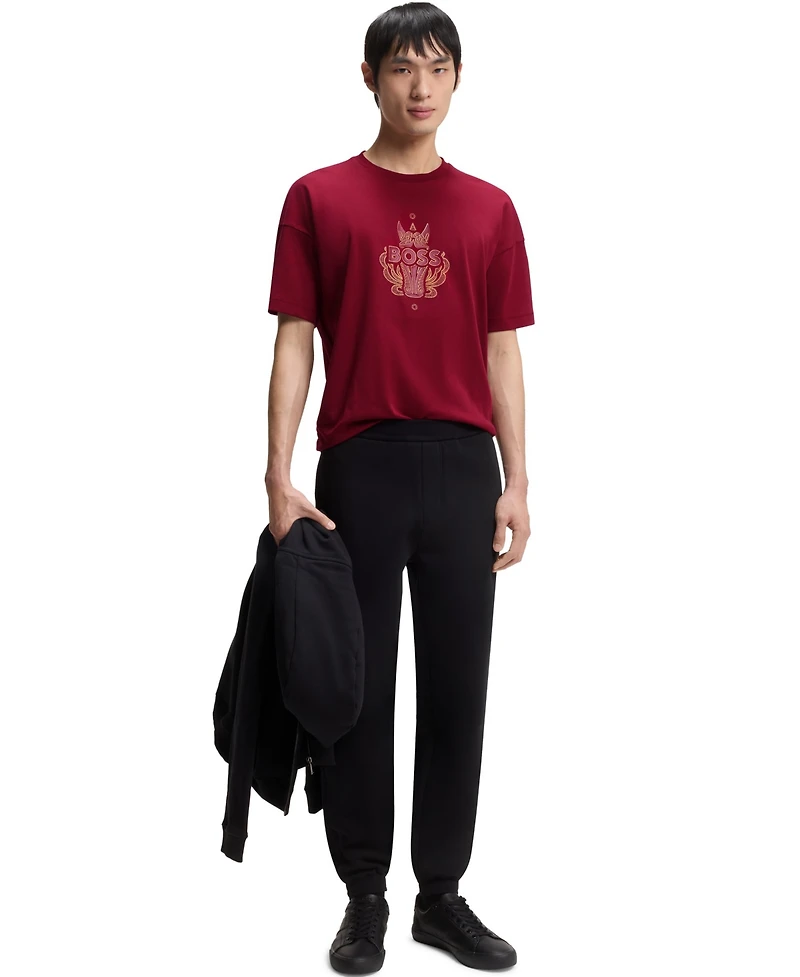 Boss by Hugo Men's Cotton-Jersey Logo Artwork T-Shirt