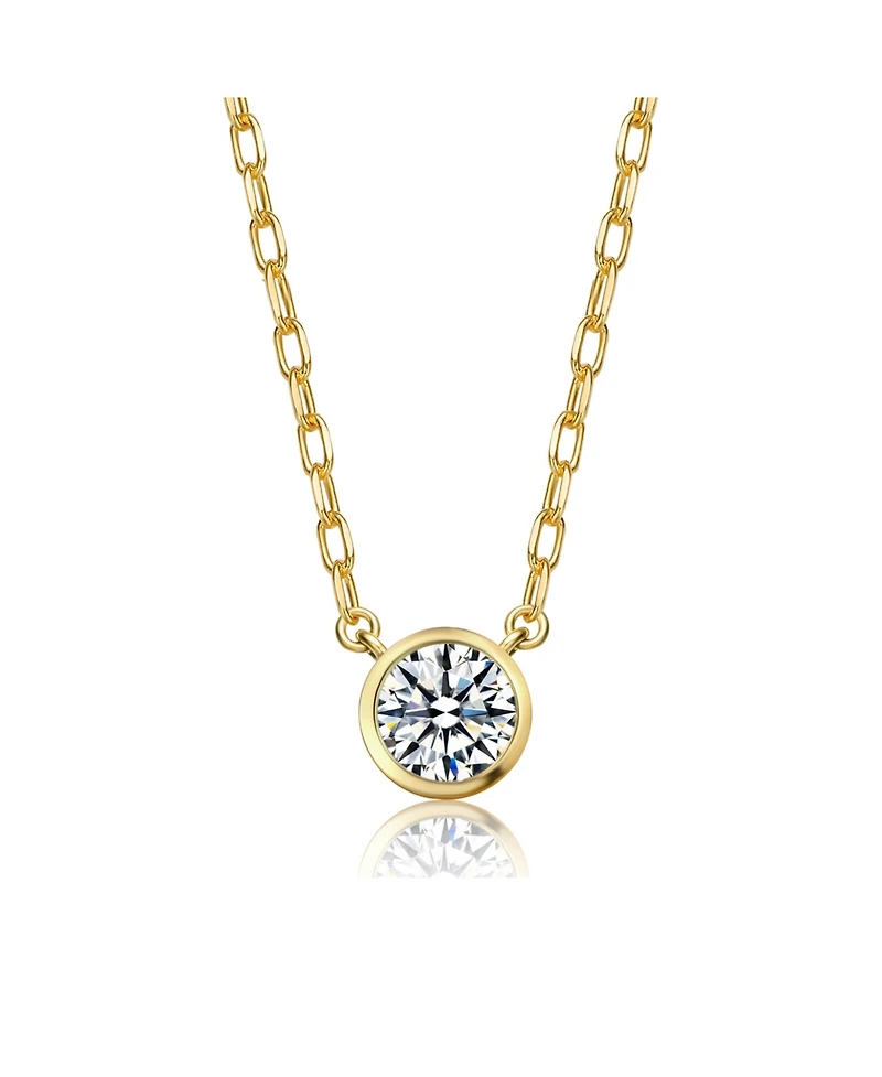 Elegant Clear Cubic Zirconia Round Stud Necklace