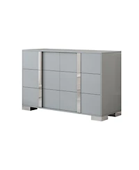 Streamdale Furniture Streamdale Elegant Mirrored Dresser with Metal Handle and 6 Drawers, Grey