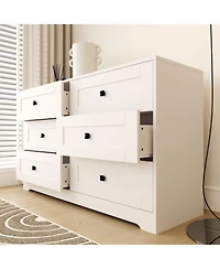 Streamdale Furniture Streamdale Chest Of Drawer with 6 drawers white color farm door
