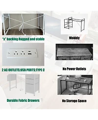 Streamdale Furniture 47" Office Desk with Power Outlet, Storage, and Reversible Design