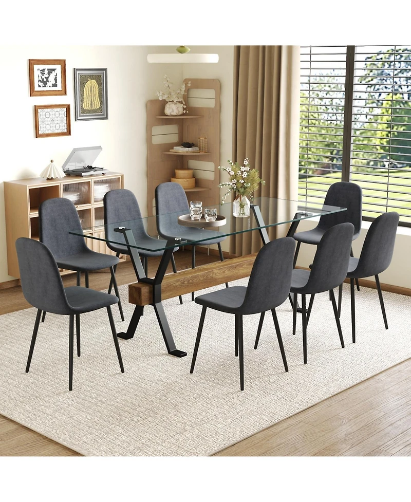 Streamdale Furniture Linen Chairs & Wood Grain Table