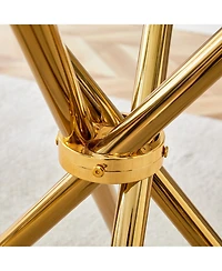 Streamdale Furniture Modern Luxe 4-Piece Dining Set - Round Glass Table & Black-Gold Chairs