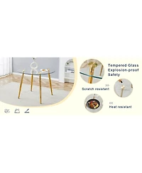 Streamdale Furniture Luxury Glass Dining Set - Gold Legs 6 Chairs