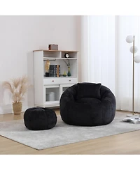 Streamdale Furniture Modern Xl Round Bean Bag Chair w/ Footrest & Pillow