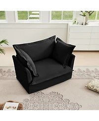 Streamdale Furniture Black Chenille Slipcovered Armchair with Large Pillows