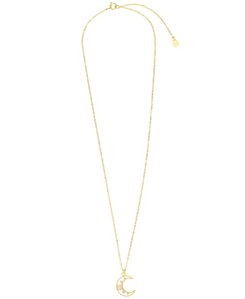 Macy's Cubic Zirconia & Simulated Opal Moon Pendant Necklace