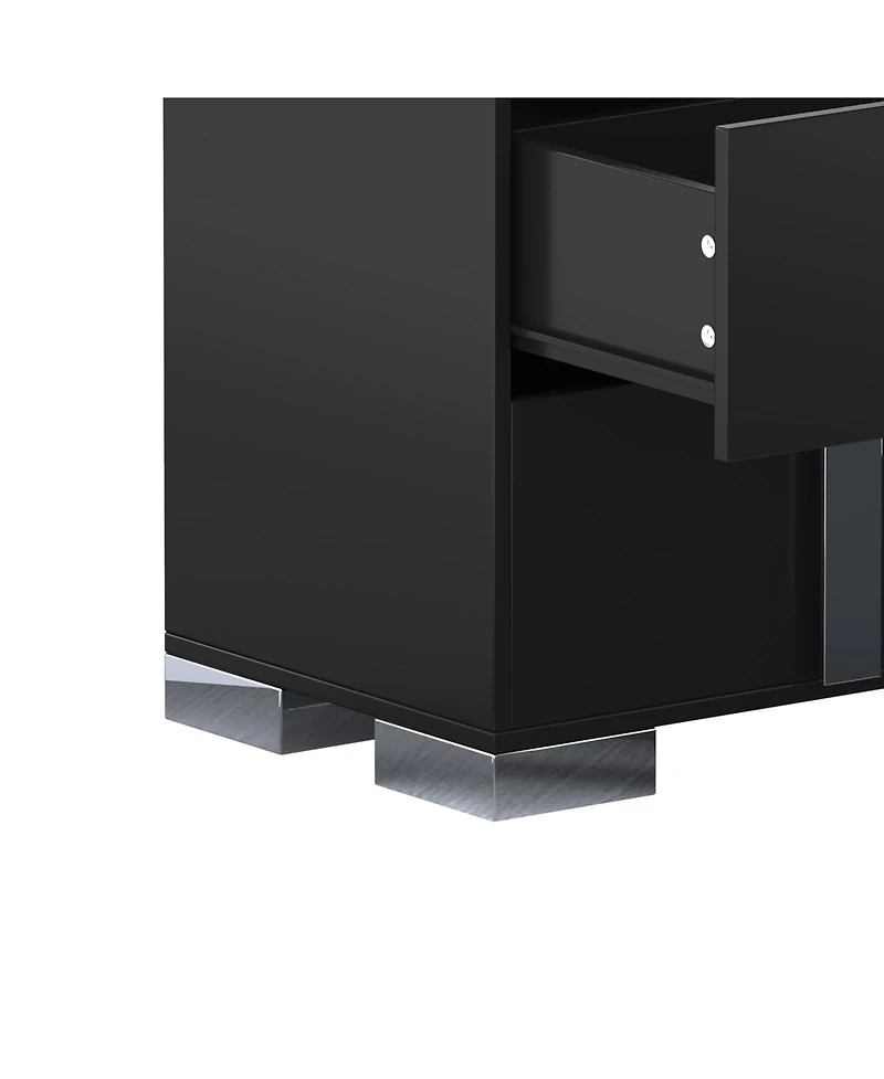 Streamdale Furniture Modern Black Dresser with Mirrored Storage & 6 Drawers