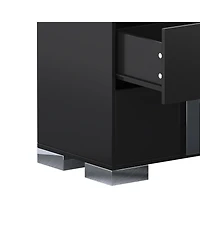 Streamdale Furniture Modern Black Dresser with Mirrored Storage & 6 Drawers