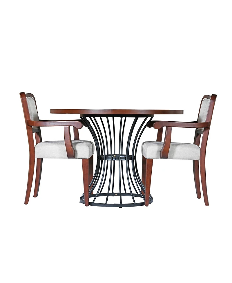 Streamdale Furniture 42" Round Oak Dining Set- Table & 2 Walnut Armchairs