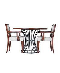 Streamdale Furniture 42" Round Oak Dining Set- Table & 2 Walnut Armchairs