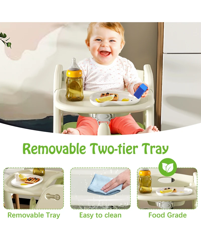 Streamdale Furniture Adjustable High Chair, Toddler Tower, 5-Point Harness, Large Tray