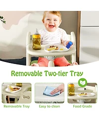 Streamdale Furniture Adjustable High Chair, Toddler Tower, 5-Point Harness, Large Tray