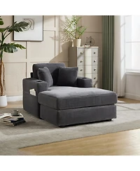 Streamdale Furniture Corduroy Chaise Lounge Sofa, Detachable Cushions, 3 Colours