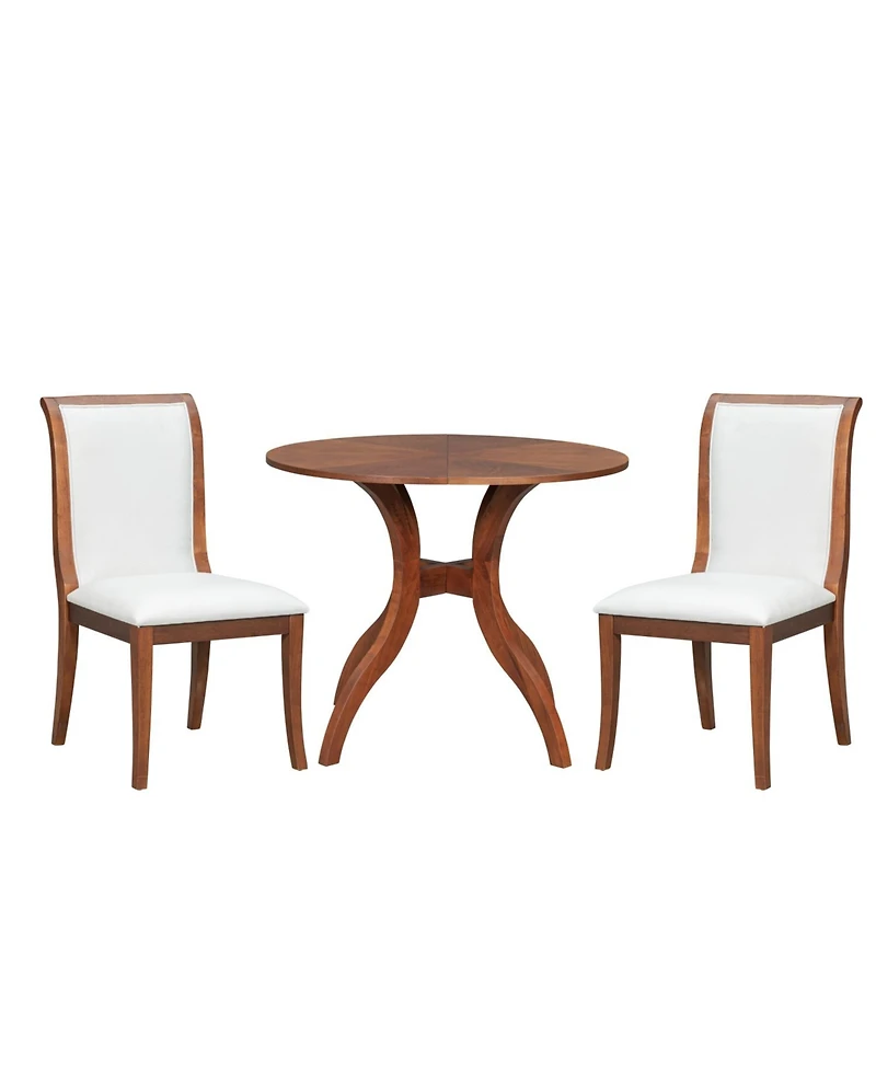 Streamdale Furniture Walnut Round Dining Set- 39.4" Table + 2 Chairs