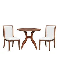 Streamdale Furniture Walnut Round Dining Set- 39.4" Table + 2 Chairs
