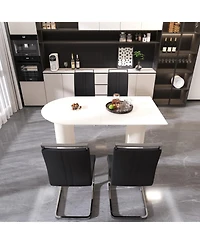 Streamdale Furniture 63" Cream Mdf Dining Table & Pu Chair Set