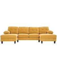Streamdale Furniture U-Shaped Chenille Sectional Sofa with Dual Chaise & Storage - Yellow