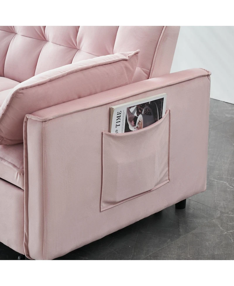 Streamdale Furniture Modern Velvet Sleeper Sofa with Pillows & Pockets