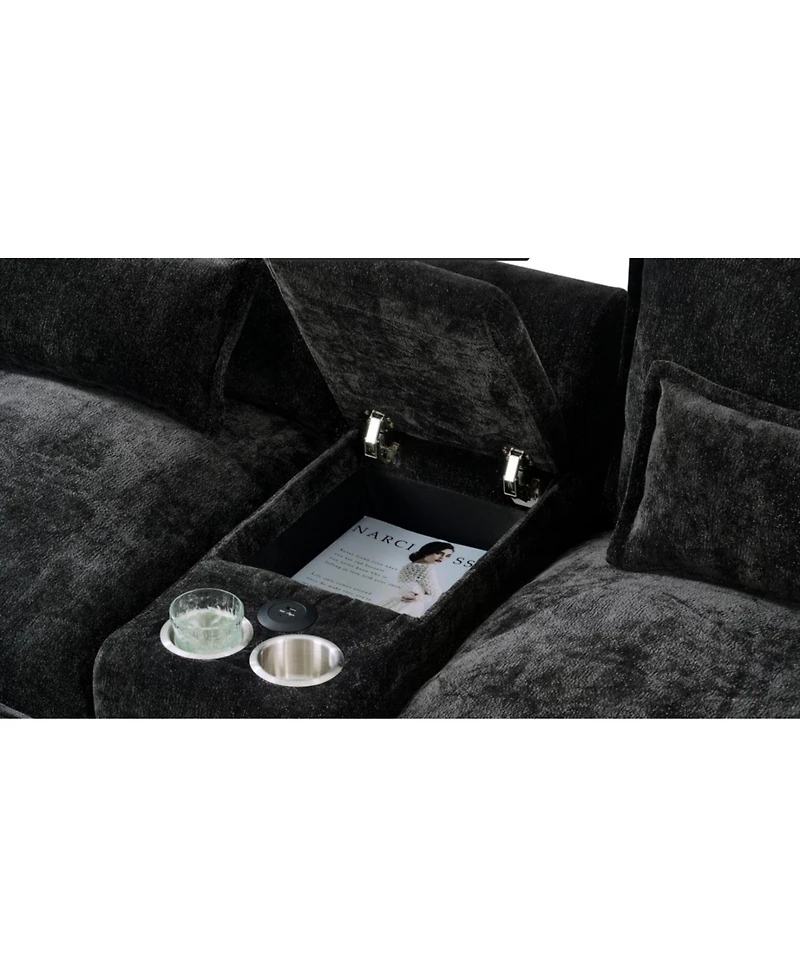 Streamdale Furniture 120" U-Shaped Sofa w/ Console Table, Usb Ports & Pillows