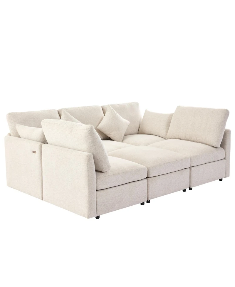 Streamdale Furniture 86.6" Sectional Sofa w/ Ottoman & Usb Ports