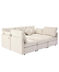 Streamdale Furniture 86.6" Sectional Sofa w/ Ottoman & Usb Ports