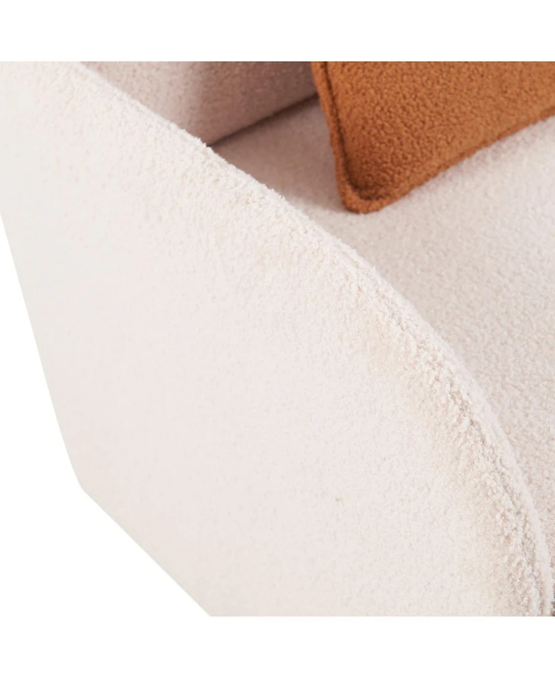 Streamdale Furniture Cream White 2-in-1 Pet-Friendly Sherpa Armchair with Lumbar Pillow