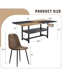 Streamdale Furniture Streamdale Wooden Dining Table Set with 8 Brown Chairs