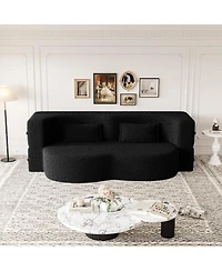 Streamdale Furniture Modern Convertible Teddy Fabric Sleeper Sofa Bed with 2 Pillows